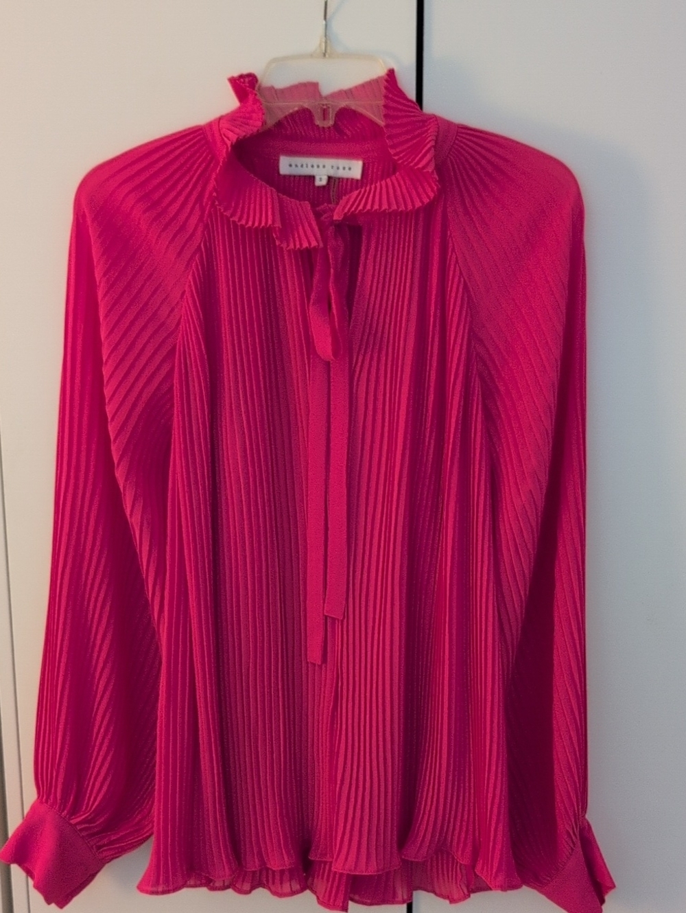 Endless Rose Hot Pink Pleated Ruffle-Neck Blouse